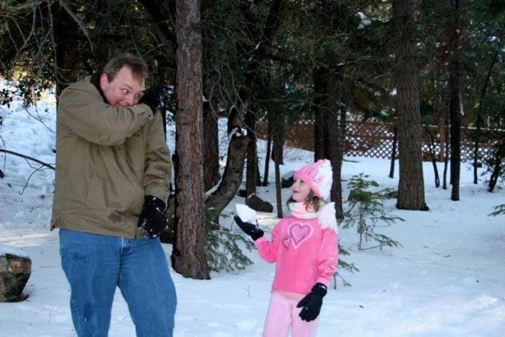 Raggs and Hayley playing in the snow